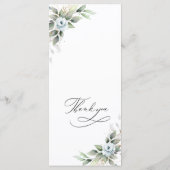 Elegant Stoffig Blauw Groen Bruiloft Menu Kaart (Achterkant)