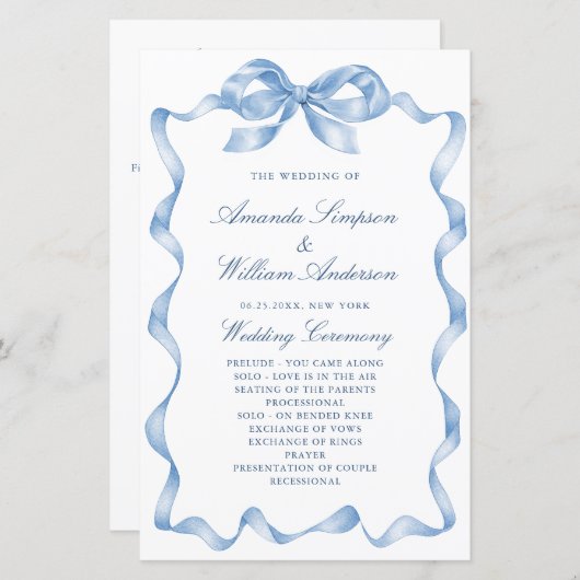 Elegant Stoffig Blauw Hand Getrokken Boog Trouwpro (Voorkant / Achterkant)