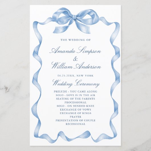 Elegant Stoffig Blauw Hand Getrokken Boog Trouwpro (Voorkant)