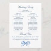 Elegant Stoffig Blauw Hand Getrokken Boog Trouwpro Programmakaart (Achterkant)