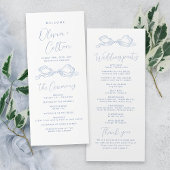 Elegant Stoffig Blauw Hand Getrokken Boog Trouwpro Programmakaart