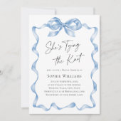 Elegant Stoffig Blauw Hand Getrokken Bow Vrijgezel Kaart (Voorkant)