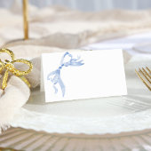 Elegant Stoffig Blauw Hand Getrokken Bow Vrijgezel Plaatskaartje