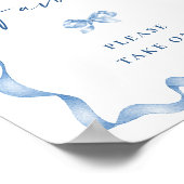 Elegant Stoffig Blauw Hand Getrokken Bow Vrijgezel Poster (Hoek)