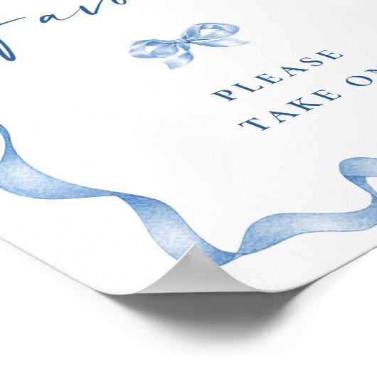 Elegant Stoffig Blauw Hand Getrokken Bow Vrijgezel Poster (Hoek)