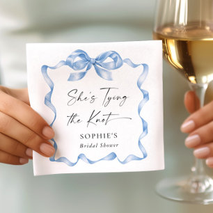 Elegant Stoffig Blauw Hand Getrokken Bow Vrijgezel Servet