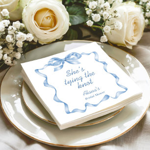 Elegant Stoffig Blauw Hand Getrokken Bow Vrijgezel Servet