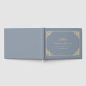 Elegant Stoffig Blauw Islamitisch Moslim Bruiloft Gastenboek (Volledig)