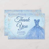 Elegant Stoffig Blauw Kerstmis Sneeuwvlok Mis Quin Bedankkaart (Voorkant / Achterkant)