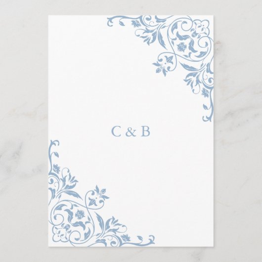 Elegant stoffig blauw Lijst bruiloft menu (Achterkant)