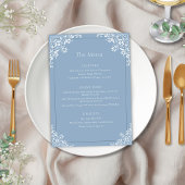 Elegant stoffig blauw Lijst bruiloft menu