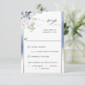 Elegant Stoffig Blauw, Met/Uit Maaltijdopties Brui RSVP Kaartje (Staand voorkant)