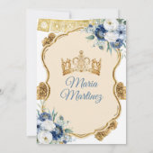 Elegant Stoffig Blauw Mexicaans Prinses Quinceañer Kaart (Achterkant)