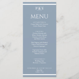 Elegant Stoffig Blauw Minimaal Monogram Diner Brui Menu