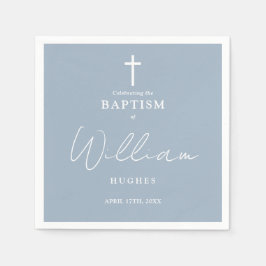 Elegant Stoffig Blauw Minimalistisch Doopsel Servet