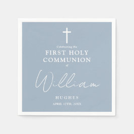 Elegant Stoffig Blauw Minimalistisch Eerste Heilig Servet