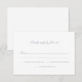 Elegant stoffig blauw nummer bijwonen RSVP kaartje (Voorkant / Achterkant)