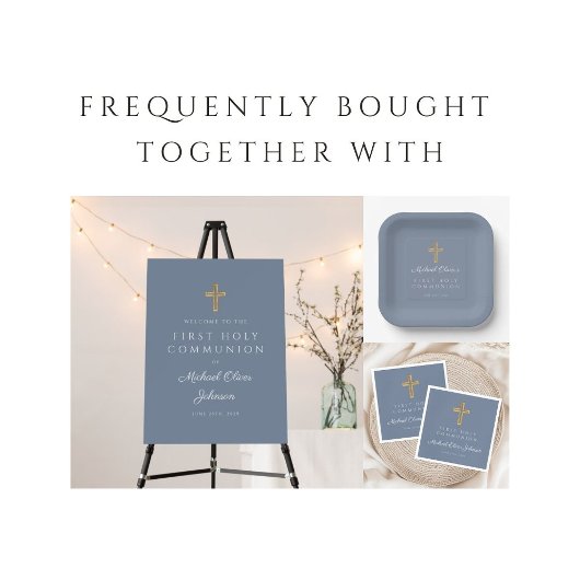 Elegant Stoffig Blauw Religieus Kruis Jongen God z Spandoek