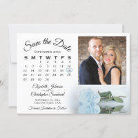 Elegant Stoffig Blauw Roos Kalender & Foto Bruilof