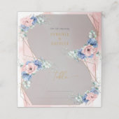 Elegant stoffig blauw roze waterverf bloemengoud plaatskaartje (Buitenkant ongevouwen)