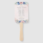 Elegant stoffig blauw roze waterverf bloemenprogra handwaaier (Achterkant)