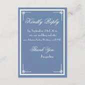 Elegant stoffig blauw script bruiloft website RSVP Informatiekaartje (Voorkant)