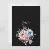 Elegant stoffig blauw stoffig roos bloemig kaart (Achterkant)