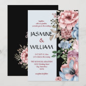 Elegant stoffig blauw stoffig roos bloemig kaart (Voorkant / Achterkant)