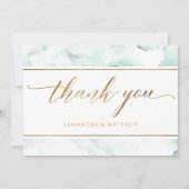 Elegant Stoffig Blauw, Turquoise en Groene Waterve Bedankkaart (Voorkant)