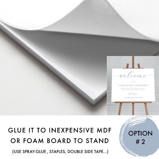 Elegant stoffig blauw unplugged bruiloft welkomstb poster