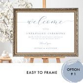 Elegant stoffig blauw unplugged bruiloft welkomstb poster