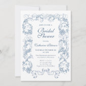 Elegant  stoffig blauw  Vrijgezellenfeest Kaart (Voorkant)