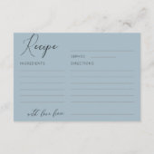 Elegant stoffig blauw Vrijgezellenfeest recept Informatiekaartje (Achterkant)