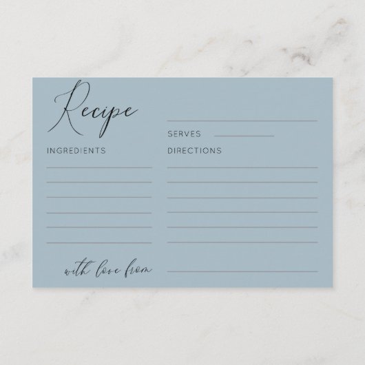 Elegant stoffig blauw Vrijgezellenfeest recept Informatiekaartje (Achterkant)