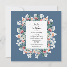 Elegant stoffig blauw waterverf baby shower kaart