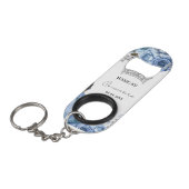 Elegant Stoffig Blauw Waterverf Bloemen Quinceañer Mini Flessenopener (Voorkant Gekanteld)