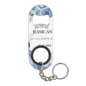 Elegant Stoffig Blauw Waterverf Bloemen Quinceañer Mini Flessenopener (Achterkant)