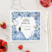 Elegant Stoffig Blauw Waterverf Bloemen Quinceañer Servet (Insitu)