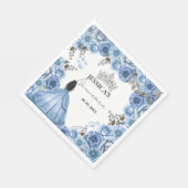 Elegant Stoffig Blauw Waterverf Bloemen Quinceañer Servet (Hoek)