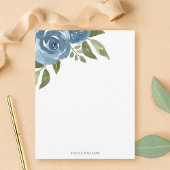 Elegant Stoffig Blauw Waterverf Bloemen Stationery Notitiekaartje