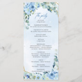 Elegant stoffig blauw waterverf bloemengoud lijst programmakaart (Achterkant)