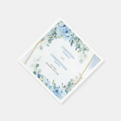 Elegant stoffig blauw waterverf bloemengoud lijst servet (Hoek)