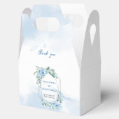 Elegant stoffig blauw waterverf bloemenzilver lijs bedankdoosjes (Geopend)