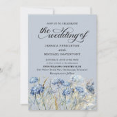 Elegant Stoffig Blauw Waterverf Wildbloemen Bruilo Kaart (Voorkant)