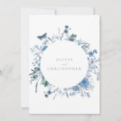 Elegant Stoffig Blauw Wildbloem Bloemen Bruiloft Kaart (Achterkant)