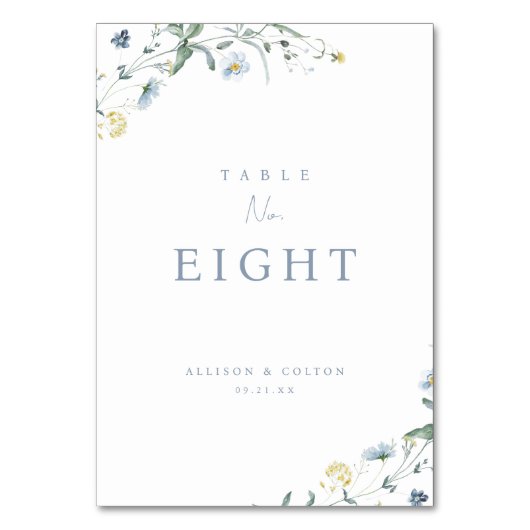 Elegant Stoffig Blauw Wildbloem Rustiek Boho Bruil Kaart (Voorkant)