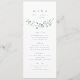 Elegant Stoffig Blauw Wildbloem Rustiek Boho Bruil Menu