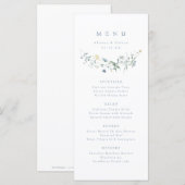 Elegant Stoffig Blauw Wildbloem Rustiek Boho Bruil Menu (Voorkant / Achterkant)