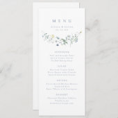 Elegant Stoffig Blauw Wildbloem Rustiek Boho Bruil Menu (Voorkant / Achterkant)