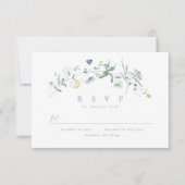 Elegant Stoffig Blauw Wildbloem Rustiek Boho Bruil RSVP Kaartje (Voorkant)